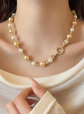 MaisonCleo香槟色珍珠锁骨链