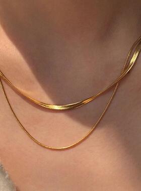 MaisonCleo金色双层蛇骨锁骨链