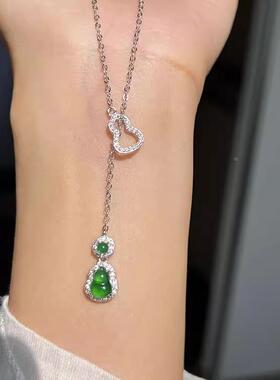 新中式仿翡翠葫芦设计感锁骨链