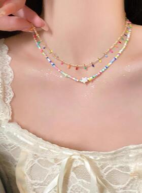 MaisonCleo双层星星滴釉锁骨链