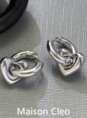 MaisonCleo「逆高温而来」欧美爱心可拆卸两戴耳环高级感时髦耳饰