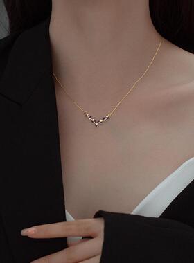 S925银鹿角一路有你锁骨链女