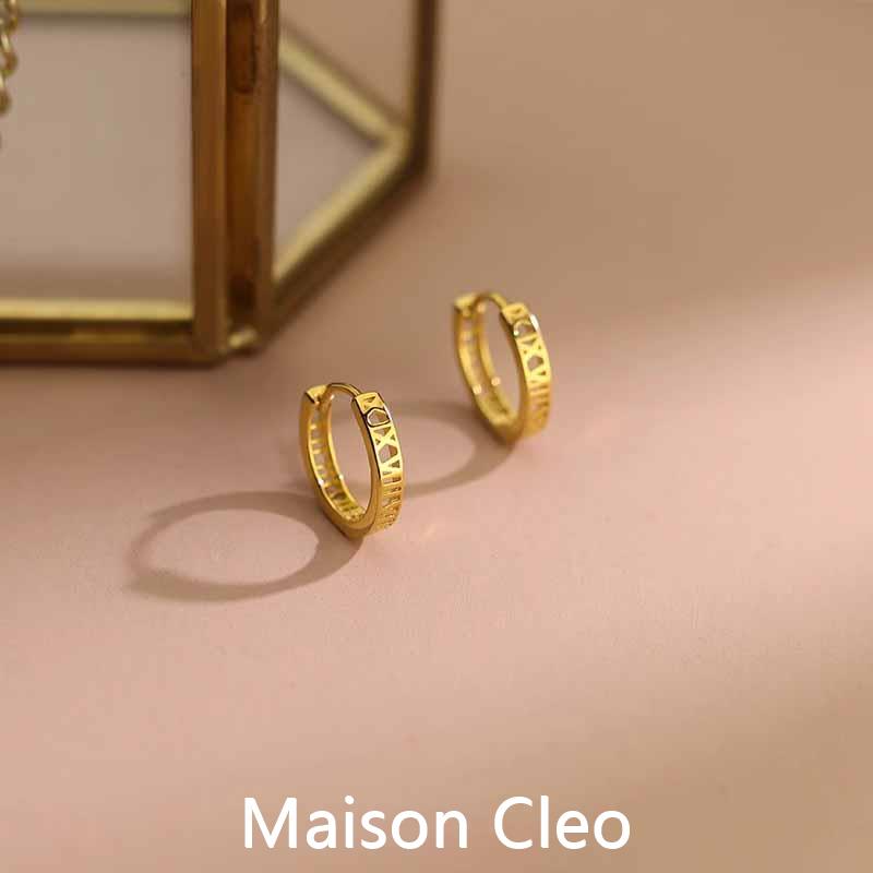 MaisonCleo「主角出场」S925纯银罗马数字耳扣女新款设计感耳饰品