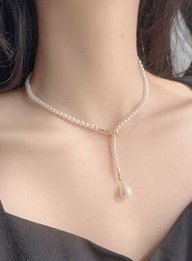 MaisonCleo法式珍珠锁骨链女