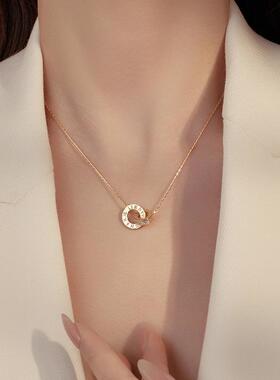 S925银古罗马环环相扣锁骨链