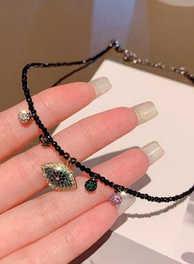 MaisonCleo黑色水晶流速锁骨链