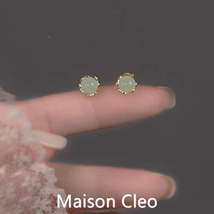 MaisonCleo「温柔雅意」和田玉耳钉潮高级感甜美耳环春夏银针耳饰