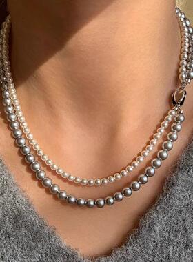 MaisonCleo双层真多麻珍珠锁骨链