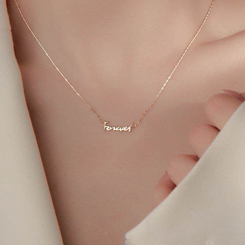 MaisonCleo「典雅女人」S925银英文字母项链女简约精致女友锁骨链