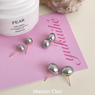 MaisonCleo「前卫风格」小众设计感施家珍珠耳钉女轻奢冷淡风耳饰