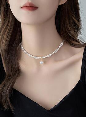 MaisonCleo小粒珍珠纯银锁骨链