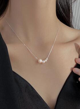 MaisonCleo纯银珍珠锁骨链新款