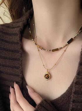 MaisonCleo复古虎眼石双层项链