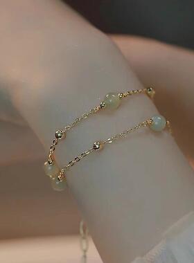 MaisonCleo金色玉石双层手链