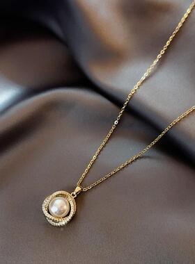 MaisonCleo珍珠镶钻锁骨链新款