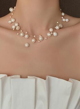 MaisonCleo满天星珍珠锁骨链