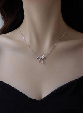 MaisonCleo蝴蝶结微镶钻锁骨链