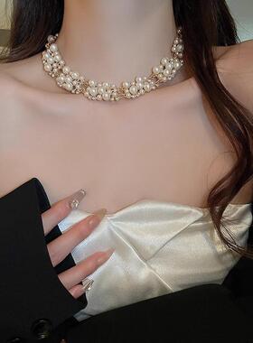 MaisonCleo珍珠锁骨链女款新款