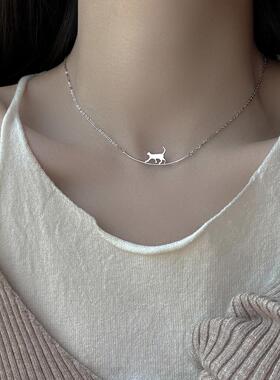 MaisonCleoS925纯银猫咪锁骨链