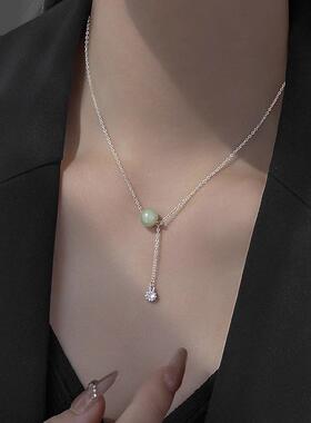 简约S925纯银和田玉项链送女友