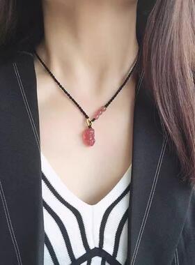 MaisonCleo貔貅水晶黑编绳项链