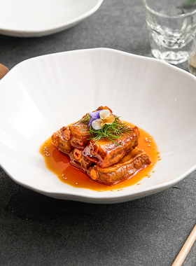 速发优格白瓷碗大菜碗拉面碗家用2025新款轻奢陶瓷碗酸汤鱼盆大碗