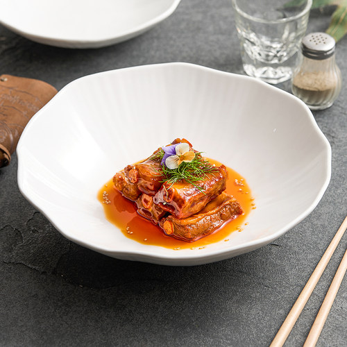 速发优格白瓷碗大菜碗拉面碗家用2025新款轻奢陶瓷碗酸汤鱼盆大碗