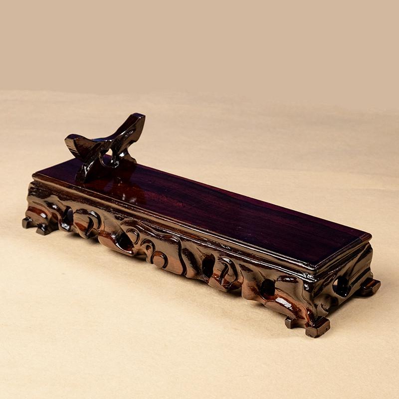 玉如意实木底座底托支架通用如意摆件专用底座黑颤黑梓木支持定制