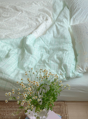 loomi isle · 小众原创设计高级绿色轻氧薄荷全棉双层纱四件套