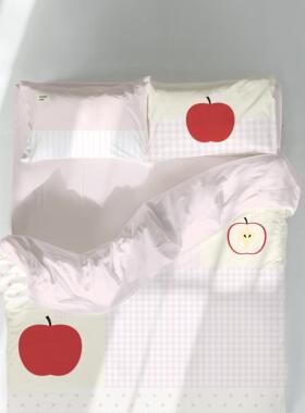 loomiisle小众原创四件套高级奶油苹果全棉四件套床单床笠被套