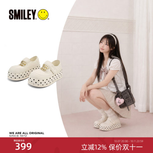 SMILEY笑脸波点女厚底玛丽珍鞋子