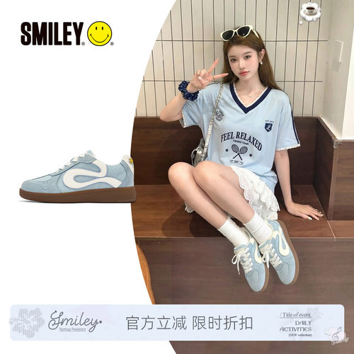 SMILEY笑脸蓝色女德训鞋子