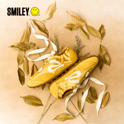 SMILEY笑脸灰色黄色芭蕾风德训鞋