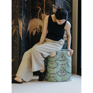 家庭罗曼史 南洋翠贝手工贝壳进口边几装饰阳台贝母坐墩客厅茶几