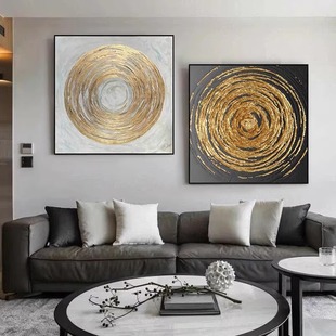 现代轻奢餐厅玄关装饰画组合套装简约抽象客厅入户走廊正方形挂画