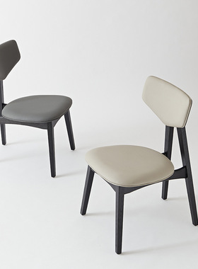 YO-0073北欧餐椅家用极简餐厅软包欧式中古白蜡木设计师黑色实木