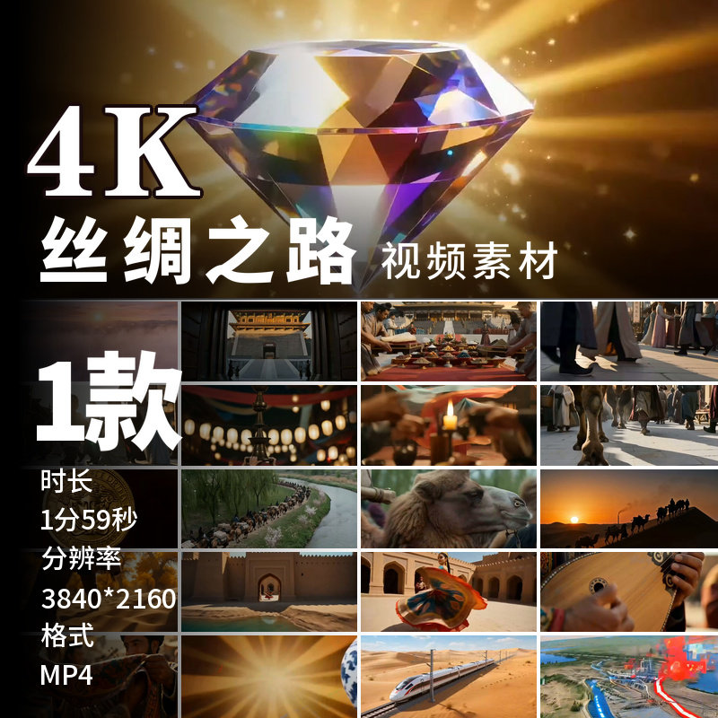 高清大唐盛世丝绸之路4K长安万国来朝贞观之治驼队商队视频素材