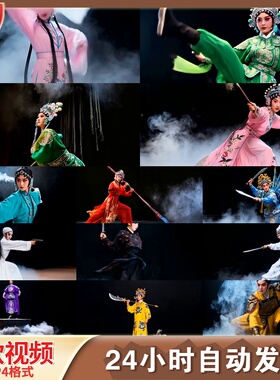 高清京剧武打表演生旦角动态身段红色服装脸谱特写舞台视频素材