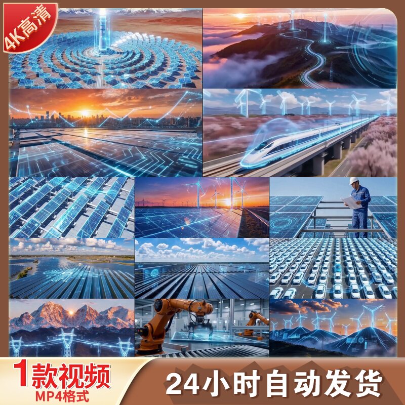 高清智慧电网绿色能源风电科技城市智能时代电力万物互联视频素材 - 实物图