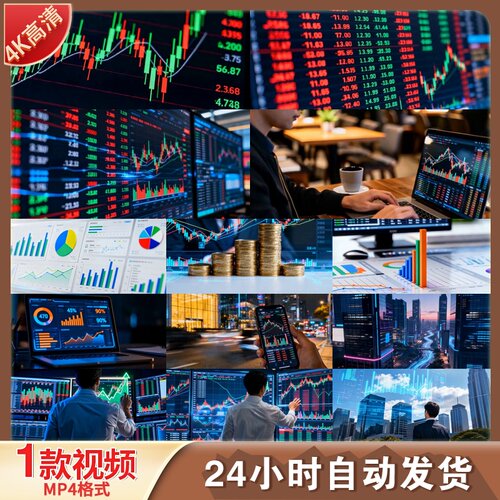 高清金融股市投资股票证券比特币期货牛市涨势分时图数据视频素材