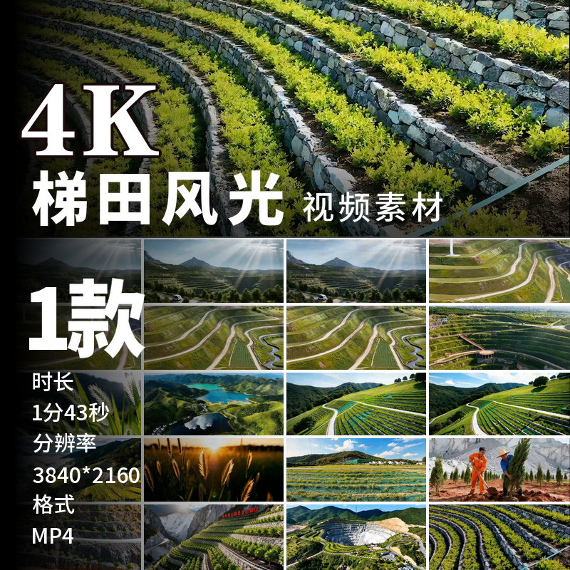高清矿山修复生态复绿露天矿治理植被恢复边坡复绿视频素材