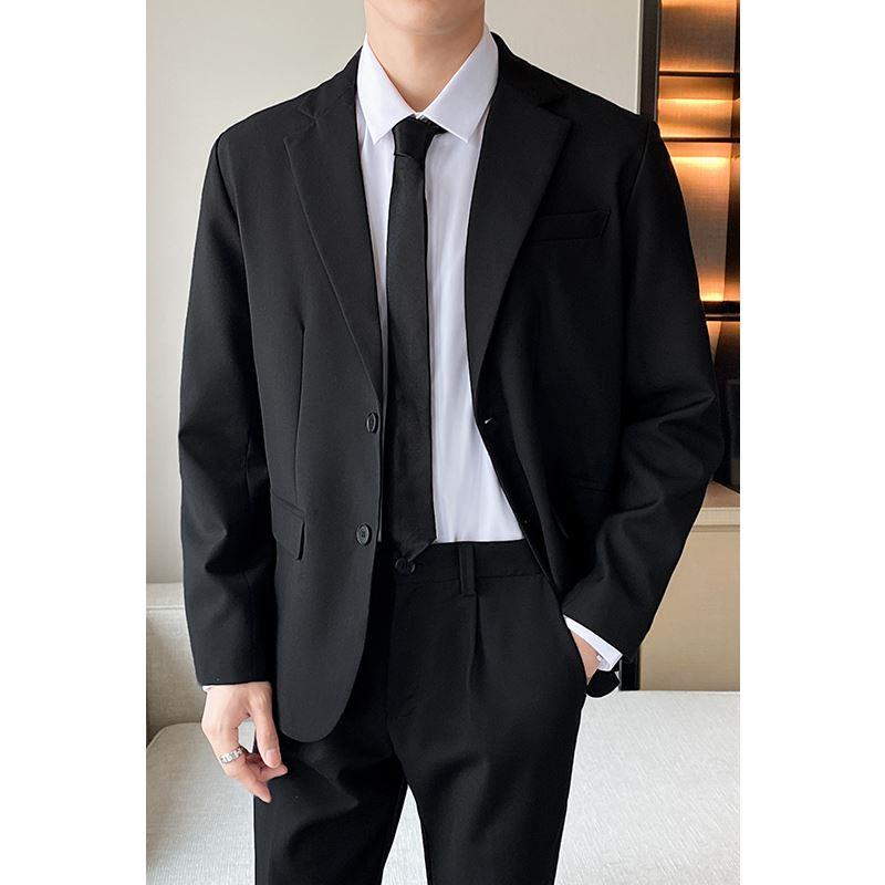 小西装男外套高级感休闲西服套装韩版痞帅黑色便西dk男生制服单西