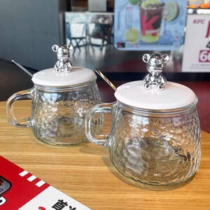 网红小熊杯爆款卡通熊玻璃带把手早餐学生女咖啡牛奶高颜值ins风