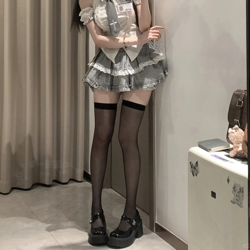 性感黑色透肉过膝白丝袜压力瘦腿jk天鹅绒高筒打底袜超薄黑丝纯欲