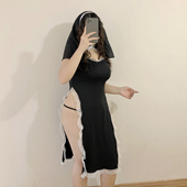 开叉修女服睡衣内衣性感战衣角色扮演镂空cos扮演漫展服装 ins旗袍