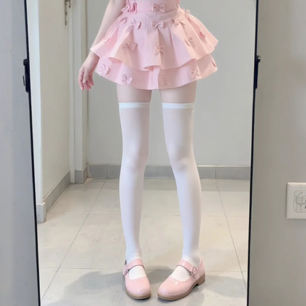 小腿袜女夏季薄款压力瘦腿显瘦jk中筒袜白色黑色过膝半筒长筒袜子