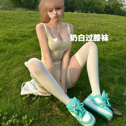 日系jk天鹅绒白色丝袜女压力过膝袜性感显瘦大腿黑色长筒袜秋薄款