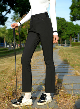 高尔夫女裤春夏高腰显瘦微喇长裤修身高弹黑色golf运动裤秋冬女装