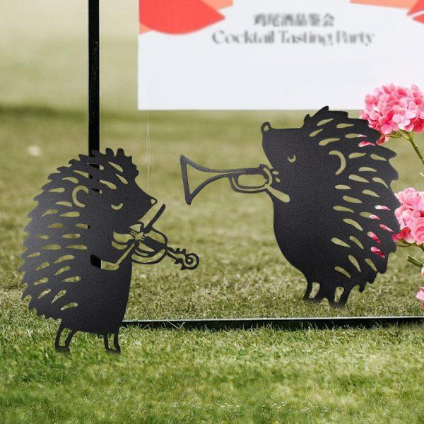 欧式创意刺猬铁艺户外装饰品庭院个性3D动物简约花园插地装饰摆件