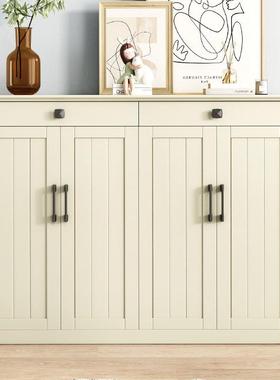 北欧白色实木鞋柜简约现代大容量收纳对开双门玄关家用进门口鞋柜
